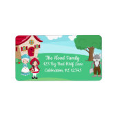 Kleine Roodkapje Sprookje Meisjes Verjaardag Etiket (Voorkant)