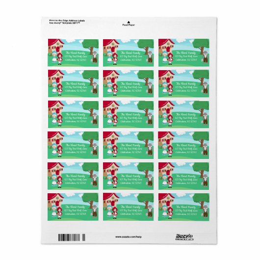 Kleine Roodkapje Sprookje Meisjes Verjaardag Etiket (Full Sheet)