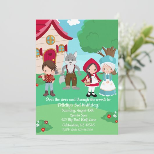 Kleine Roodkapje Sprookje Meisjes Verjaardag Kaart (Staand voorkant)