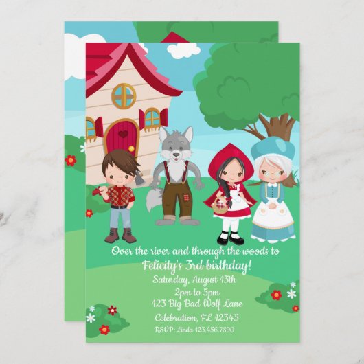 Kleine Roodkapje Sprookje Meisjes Verjaardag Kaart (Voorkant / Achterkant)