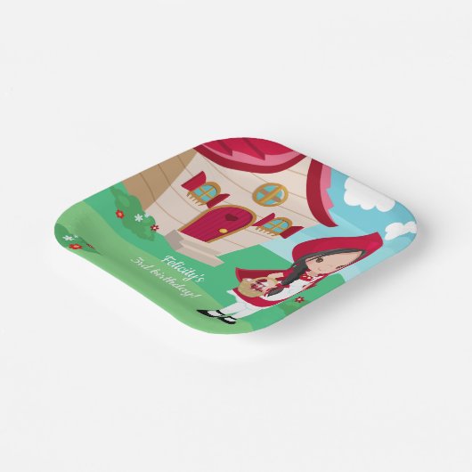 Kleine Roodkapje Sprookje Meisjes Verjaardag Papieren Bordje (Gebogen)