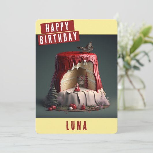 Kleine Roodkapje Verjaardag Kaart (Staand voorkant)