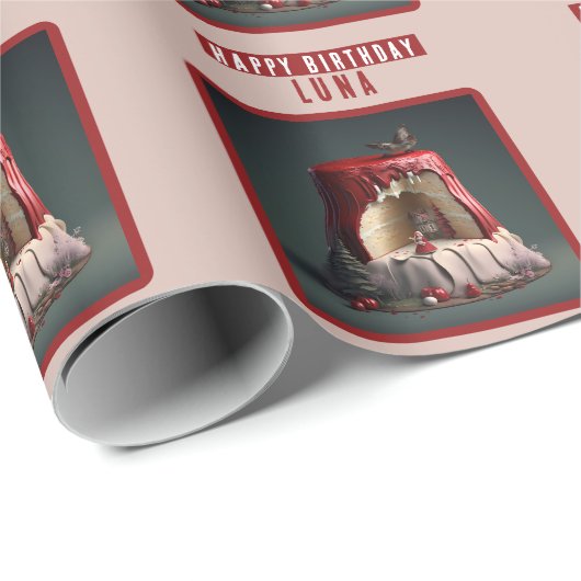 Kleine Roodkapje Verjaardagstaart - Cadeaupapier (Rol Hoek)