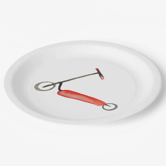 Kleine Roodscooter Kinderdag Papieren Bordje (Gekanteld)