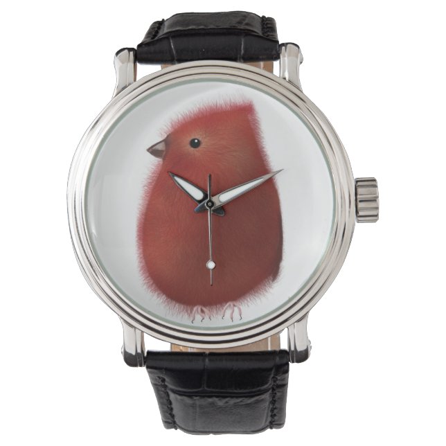 Kleine roodvogel horloge (Voorkant)