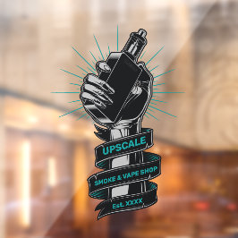 Kleine rook- en vapewinkel aanpassen raamsticker