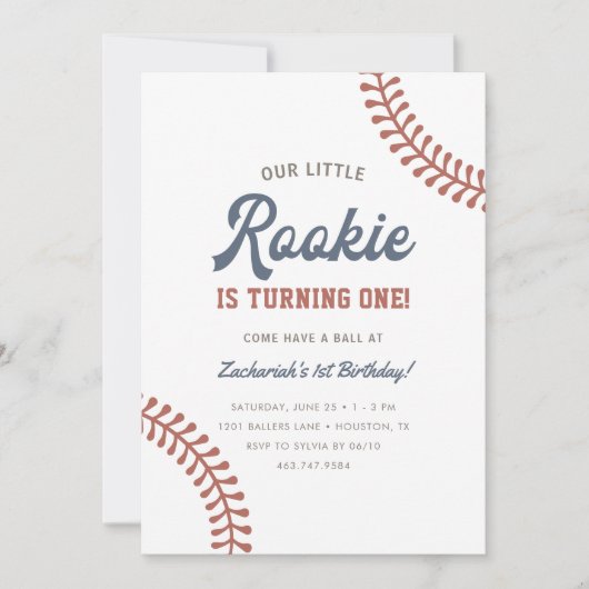 Kleine Rookie Baseball Boys 1e Verjaardagsfeest Kaart (Voorkant)