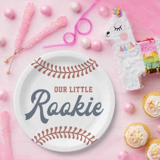 Kleine Rookie Baseball Boys 1e Verjaardagsfeest Papieren Bordje (Feest)