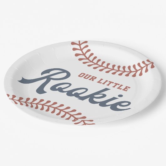 Kleine Rookie Baseball Boys 1e Verjaardagsfeest Papieren Bordje (Gekanteld)