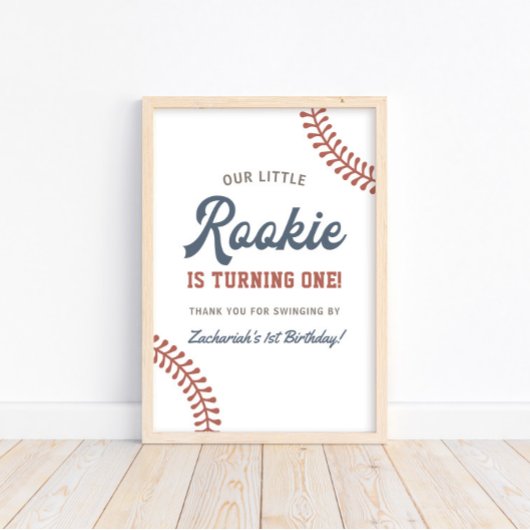 Kleine Rookie Baseball Boys 1e Verjaardagsfeest Poster