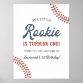 Kleine Rookie Baseball Boys 1e Verjaardagsfeest Poster (Voorkant)