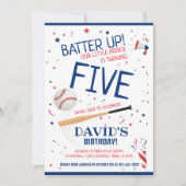Kleine Rookie Batter Up Blauwe Honkbal Verjaardag Kaart (Voorkant)
