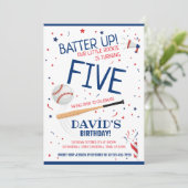 Kleine Rookie Batter Up Blauwe Honkbal Verjaardag Kaart (Staand voorkant)