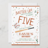 Kleine Rookie Batter Up Bruin Honkbal Verjaardag Kaart (Voorkant)