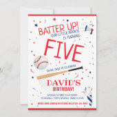 Kleine Rookie Batter Up Rode Honkbal Verjaardag Kaart (Voorkant)