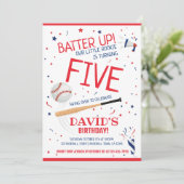 Kleine Rookie Batter Up Rode Honkbal Verjaardag Kaart (Staand voorkant)
