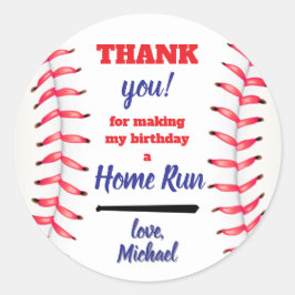 Kleine Rookie Honkbal Eerste Verjaardag Bedankt  Ronde Sticker