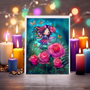 Kleine Roos Fee Fantasie Kunst door Molly Harrison Kaart