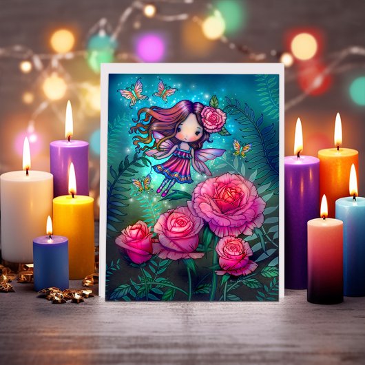Kleine Roos Fee Fantasie Kunst door Molly Harrison Kaart