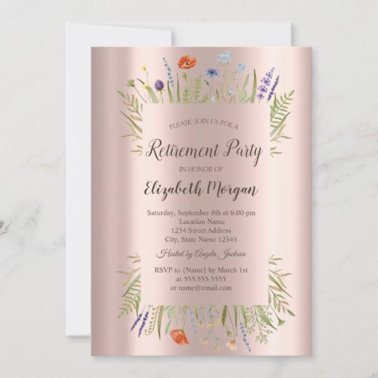 Kleine Roos met wilde bloem Goudverhoging Kaart (Voorkant)