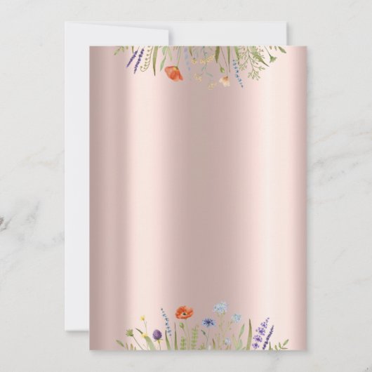 Kleine Roos met wilde bloem Goudverhoging Kaart (Achterkant)