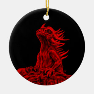 Kleine Rote Drache Keramisch Ornament