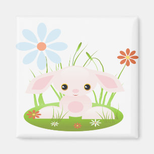 Kleine roze Baby bundel met bloemen Magneet