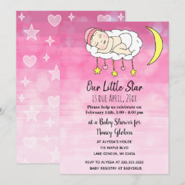 Kleine roze Baby sterren en mannetmeiden Kaart