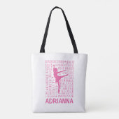 Kleine Roze Ballerina Typografie Woordkunst Tote Bag (Achterkant)