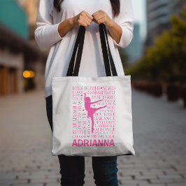 Kleine Roze Ballerina Typografie Woordkunst Tote Bag