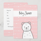 Kleine roze Beer Baby shower Kaart (Voorkant / Achterkant)