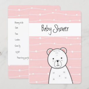 Kleine roze Beer Baby shower Kaart