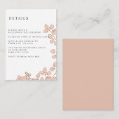 Kleine roze bladeren WEDDING Hotel Accommodatie Informatiekaartje (Voorkant / Achterkant)