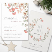 Kleine roze blauwe baby-meisje uitgenodigd bedankkaart