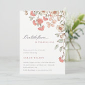 Kleine roze blauwe baby-meisje uitgenodigd bedankkaart (Staand voorkant)