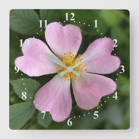 kleine roze bloem vierkante klok (Voorkant)