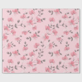 Kleine roze bloemen cadeaupapier (Vlak)