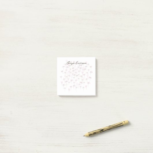 Kleine roze bloemen Post-it® notes Sjabloon (Op bureau)