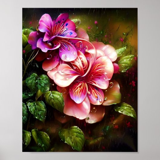 Kleine roze bloemen poster (Voorkant)