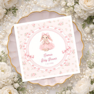 Kleine Roze Bloemengarnietje Baby Shower Servet