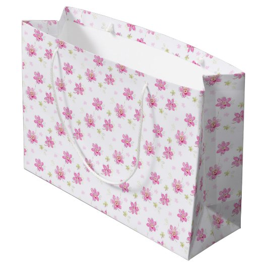 Kleine Roze Bloempjes Groot Cadeauzakje (Achterkant Gekanteld)