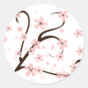 Kleine roze bloesems ronde sticker