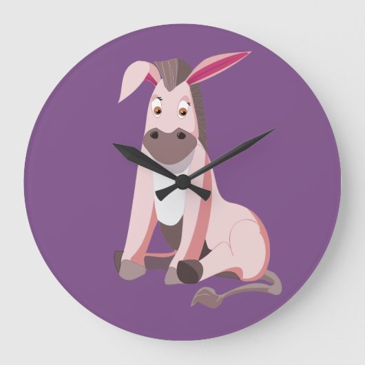 Kleine roze Donkey Grote Klok (Voorkant)
