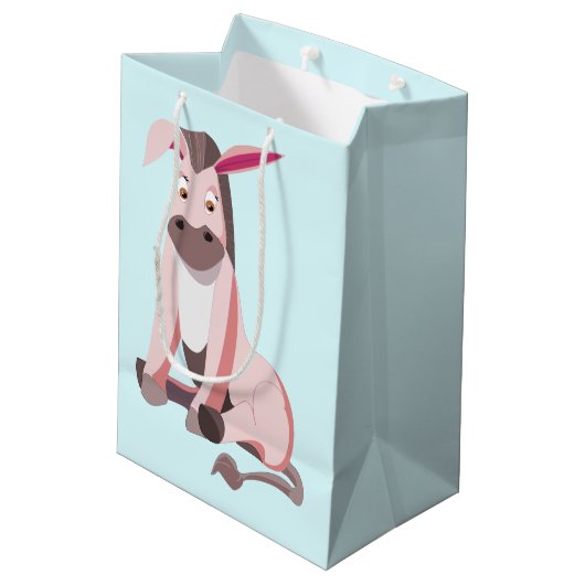 Kleine roze Donkey - Voeg je kleur/tekst toe Medium Cadeauzakje (Achterkant Gekanteld)