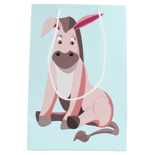 Kleine roze Donkey - Voeg je kleur/tekst toe Medium Cadeauzakje (Achterkant)