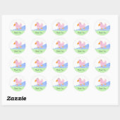 Kleine Roze Eend Bedankt Ronde Sticker (Vel)