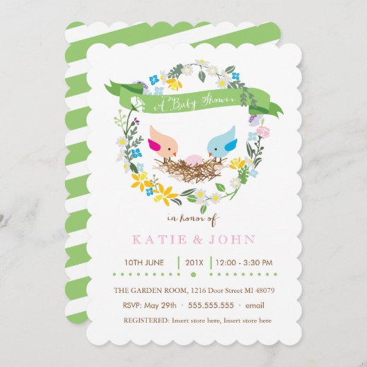 Kleine roze eieren  | Uitnodiging tot Baby shower  (Voorkant / Achterkant)