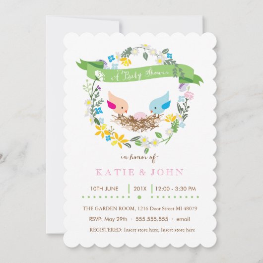 Kleine roze eieren  | Uitnodiging tot Baby shower  (Voorkant)