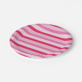 Kleine roze en crème strepen papieren bordje (Gekanteld)