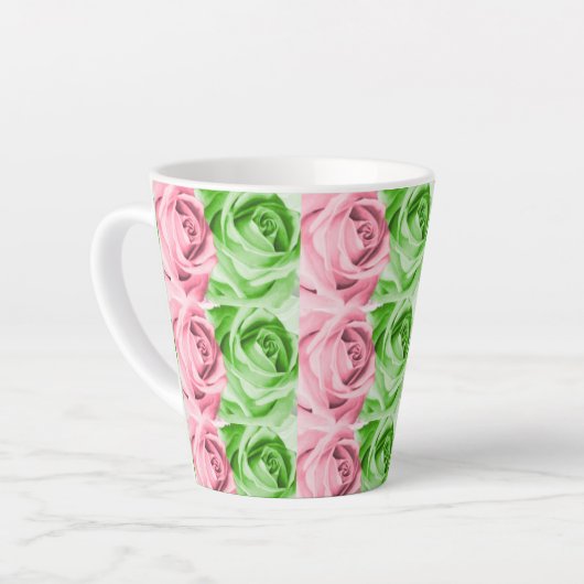 Kleine Roze en Groene Rozen Latte Mok (Linkerhoek)